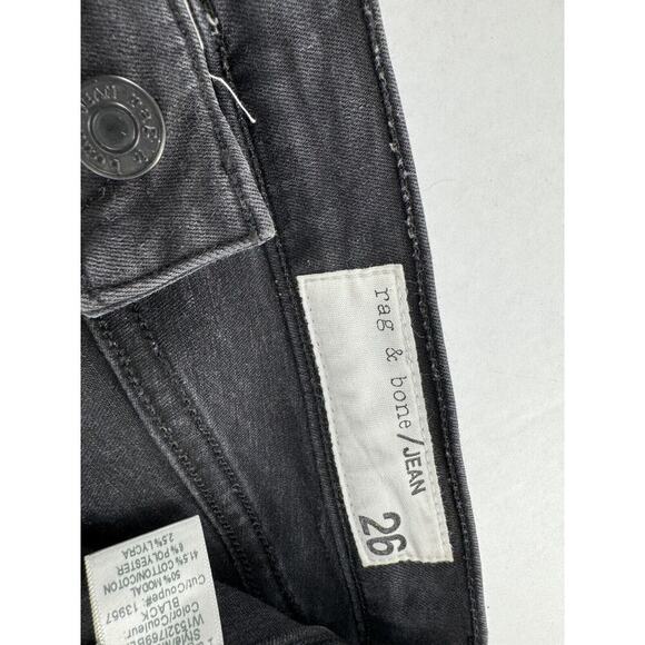 Rag & Bone Jeggings Size 26 High Rise Denim Leggings Black Grunge Goth P… - Picture 7 of 16